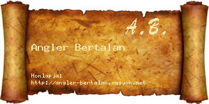 Angler Bertalan névjegykártya