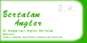 bertalan angler business card